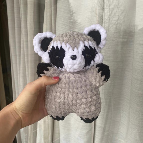 Handmade Raccoon Plushie, Custom Stuffed Animal, Trash Panda Toy, Crochet Animal