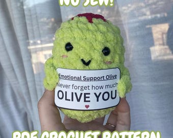 Häkelanleitung oliv | No-Sew emotionale Unterstützung Olive Amigurumi