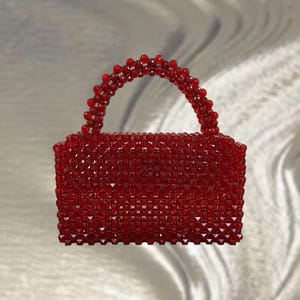 CHERRIE Tasche, Perlentasche, rote Perlentasche, Abendtasche, weinrote Tasche, rote Tasche, handgemachte Tasche, rote Kristallperlentasche, Frauenperlentasche