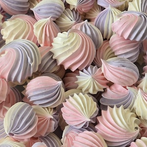 Pink, Purple and White Meringue Cookies