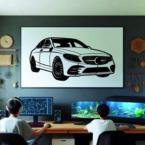 Car Silhouette Wall Art , Metal Car Wall Decor , Metal Car Wall Art , For Car Lovers , Car Guy Gift, Birthday Gift , Christmas Gift