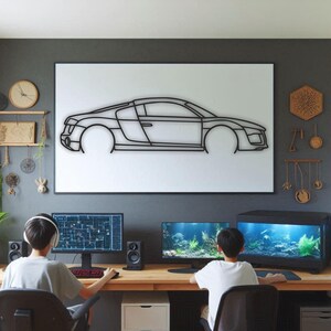 Car Silhouette Wall Art , Metal Car Wall Decor , Metal Car Wall Art , For Car Lovers , Car Guy Gift, Birthday Gift , Christmas Gift