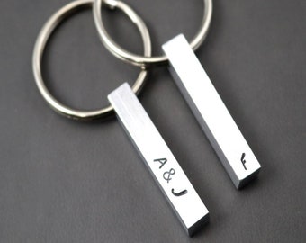 Anniversary Gift, Custom Keychain, Bar Keychain, Personalized Mens Gift, Groomsmen Gift, Keychain, Initial Keychain, Mens Gift, Fathers Day