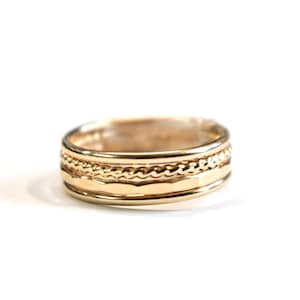 Verdrehte Gelbgold Stapelringe, Damen Set Mit 4 Stapelringen, Goldringe, Goldband, Gold gefüllt, Stapelring, Gehämmertes Band, Mutterring