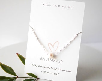 Bridesmaid Necklace, Freshwater Pearl Necklace, Sterling Silver, Wedding Necklace, Flower Girl Necklace, White Pearl, Gift, Wedding Jewelry