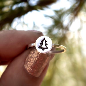 Little Pine Tree Ring, Northwoods Pine, Sterling Pine Tree Ring, Stacking Ring, Norfolk Pine Tree, Silver Stack Ring, Tree Ring, Gift