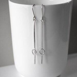 Modern Silver Bar Earrings. Sterling Silver, Minimalist Earrings, Gift For Her, Mothers Day, Drop Earrings, Womens Earring, 925 Sterling image 3