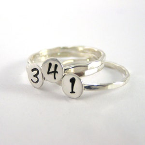 Number Ring, Stack Ring, Personalized Number Ring, Sterling Silver Custom Ring, Sports Number Ring