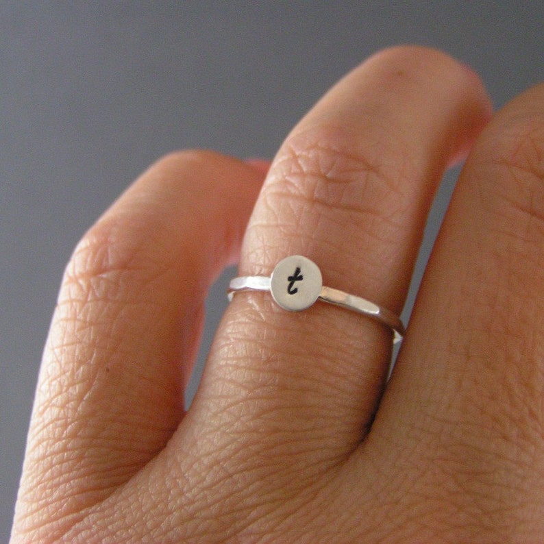 Custom Initial Ring, Stack Ring, Midi Ring, Silver Stack Ring, Initial Ring, Stack Band, Choice Of 1 Personalized Ring image 3