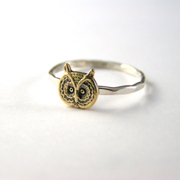 Owl Ring, Halloween Ring, Stack Ring, Sterling Silver Owl Ring, Silver Ring, Owl Jewelry, Hoot Owl Ring, Barn Owl Ring, Fall Ring