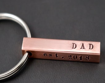 Fathers Day, Mens Keychain, Personalized Keychain, Custom Keychain, Dad Keychain, Mens Gift, Gift For Him, Bar Keychain, New Dad, Keychain