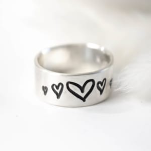 Big Love Heart Ring, Heart Ring, Heart Band, Stacking Band, Custom Ring, Womens Band, Anniversary Ring, Sterling Heart Ring, Mothers Ring