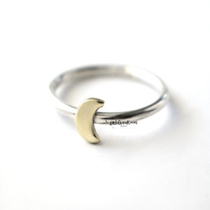 New Moon Ring, Gold Crescent Moon Ring, Sterling Stacking Ring, Moon Phases Ring, Sterling Band, Moon Band, Bridesmaid Ring, Celestial Ring