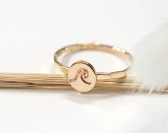 Gold Wave Ring, Beach Ring, Yellow Gold Filled, Stack Ring, Ocean Ring, Womens, Graduation, Gift, Mothers Day, Gold Ring, Hammered Band