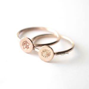 Flower Stacking Ring, Birth Month Ring, Rose Gold Birth Month Ring, Gold Birth Month Ring, Wedding Flower Ring, Flower Ring, Flower Girl