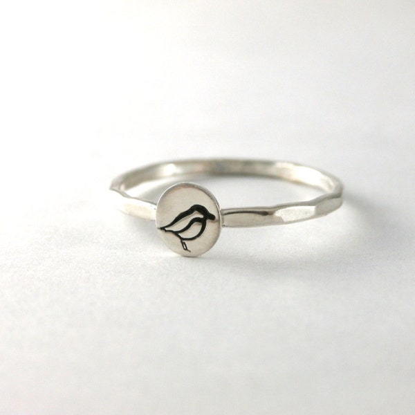 Little Bird Ring, Custom Stack Ring,  Nature Ring, Silver Bird Ring, Tiny Bird Ring