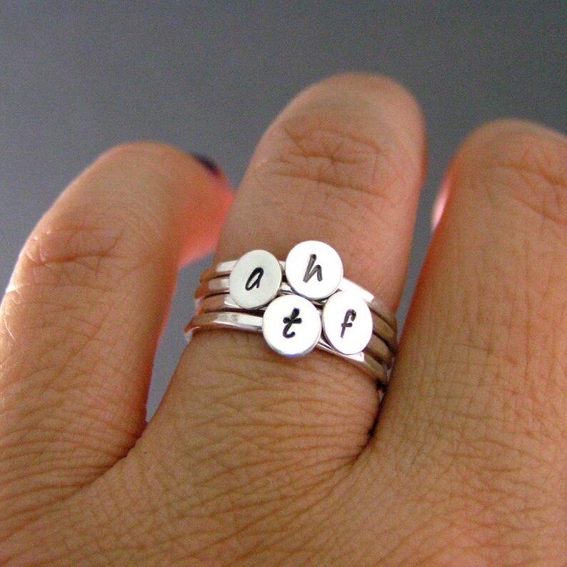 Moms Rings Initial Rings Stack Rings Mothers Day Rings Etsy