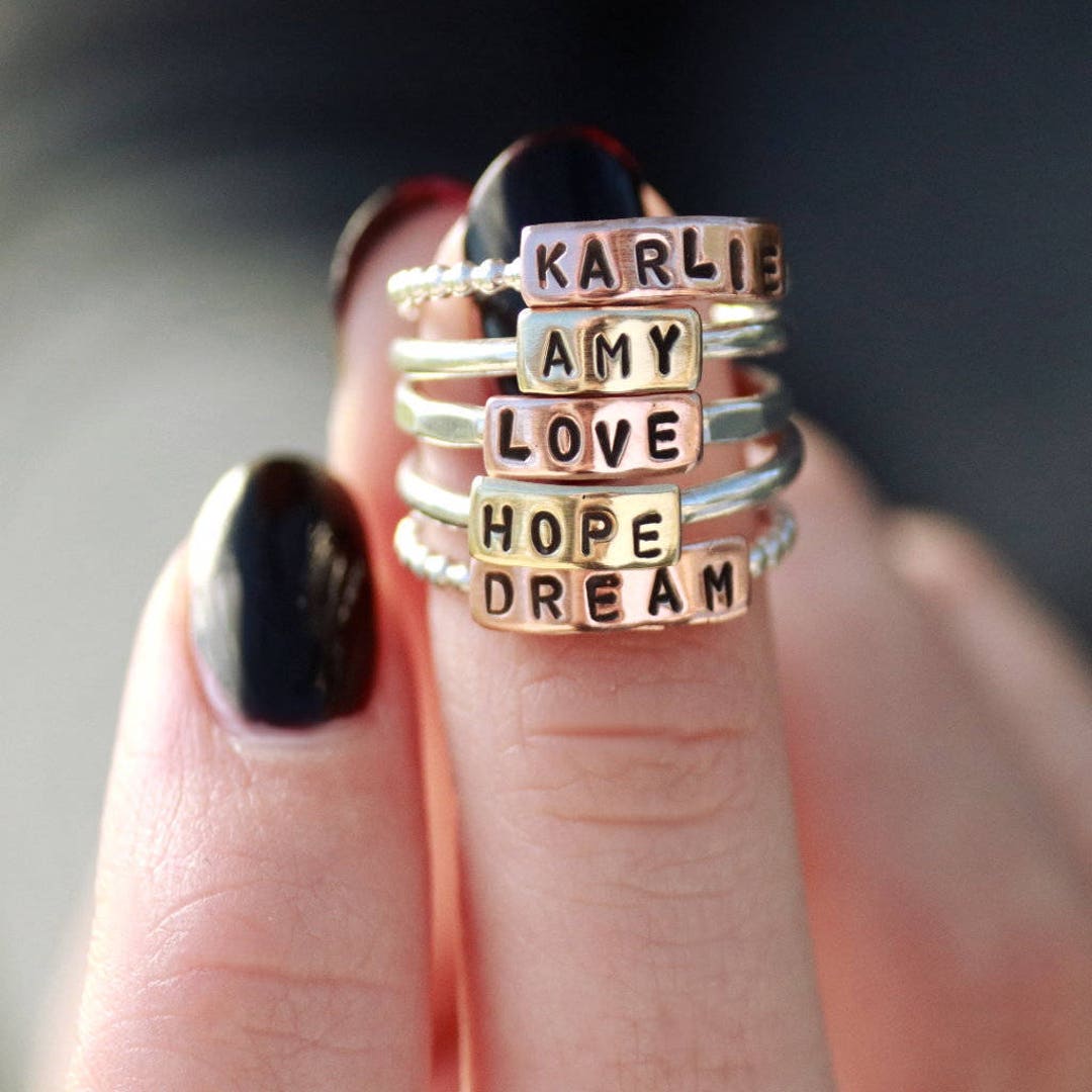 Custom Name Ring, Mothers Ring, Love, Sterling Silver Ring, Womens ...