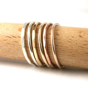 Custom Stack Rings, Set Of 2 Stack Rings, Sterling Silver Stack Rings, Rose Gold Filled Stack Rings, Gold Filled Stack Band Rings, Set Of 2