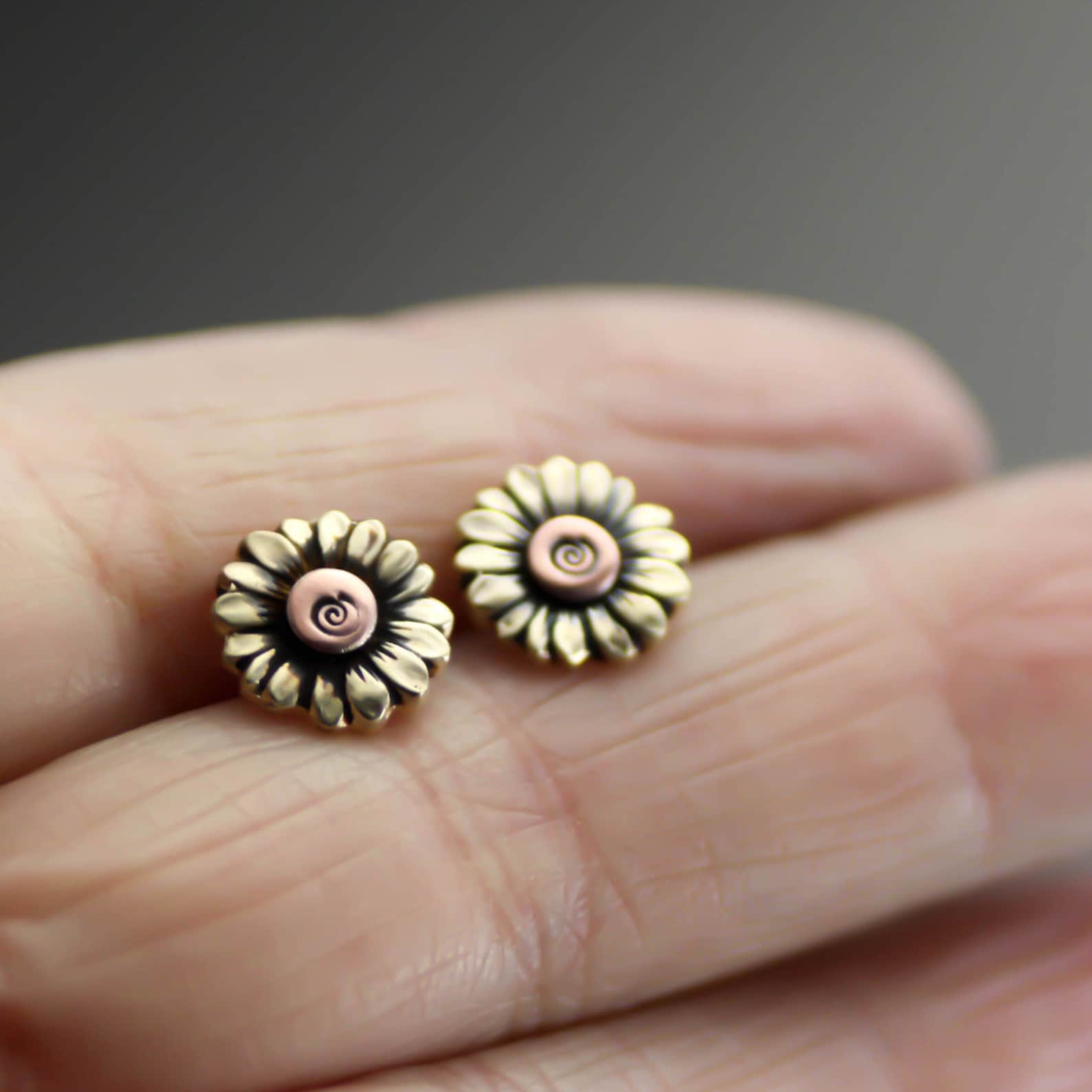 Sunflower Earrings Sunflower Studs Stud Earrings Flower Etsy