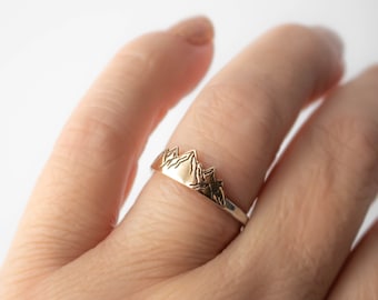 Mountain Range Ring, Sterling Ring, Stacking Ring, Mountain Ring, Womens, Nature Ring, Boho Ring, Gold Mountain Ring, Brass Mountains, Band