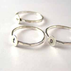 Custom Initial Ring, Stack Ring, Midi Ring, Silver Stack Ring, Initial Ring, Stack Band, Choice Of 1 Personalized Ring image 6