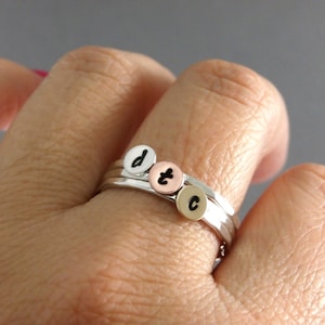 Initial Stack Rings, Custom Initial Stack Rings, Sterling Silver Rings, Copper Ring, Brass Ring, Personalized Rings, Set Of Three