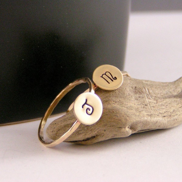 Custom Initial Golden Brass Ring
