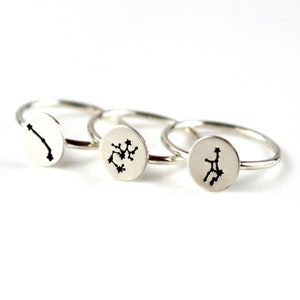 Zodiac Ring, Constellation Ring, Zodiac Stack Ring, Sterling Zodiac Ring, Silver Constellation Ring, Birthday Gift, Taurus Ring, Aries Ring