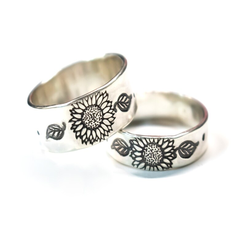 Wild Sunflower Ring Sterling Sunflower Ring Womens Etsy