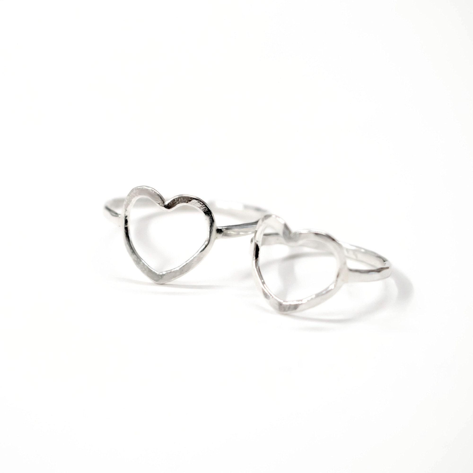 Hammered Heart Ring Minimalist Heart Ring Sterling Heart Etsy