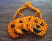 Halloween Pumpkin Gift Tags Plastic Canvas Set of Four clearance