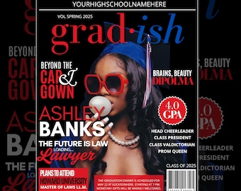 Personalized Graduation Magazine Cover: Senior Portrait Template (Digital Download)