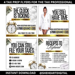 4 Tax Prep Flyer | TAX Flyer | Tax Professional | Tax Prep Flyer Bundle | Tax Flyer Template | Prep Flyers Bundle | DIY | tax flyer black