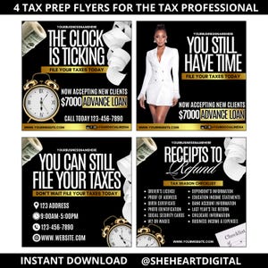 4 Tax Prep Flyer | TAX Flyer | Tax Professional | Tax Prep Flyer Bundle | Tax Flyer Template | Prep Flyers Bundle | DIY | tax flyer black