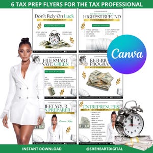 6 Tax Prep Flyer | TAX Flyer | Tax Professional | Tax Prep Flyer Bundle | Tax Flyer Template | Prep Flyers Bundle | DIY