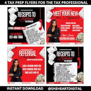 4 Tax Prep Flyer | TAX Flyer | Tax Professional | Tax Prep Flyer Bundle | Tax Flyer Template | Prep Flyers Bundle | DIY | tax flyer black