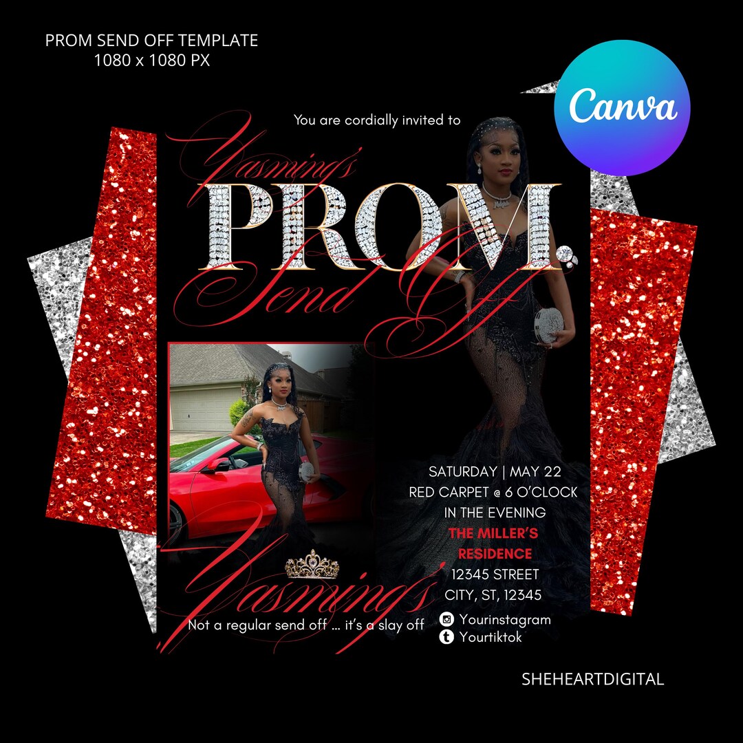Post Prom Invite Prom Send Off, Prom Template, Prom Send off Invite, Prom Flyer Template ...