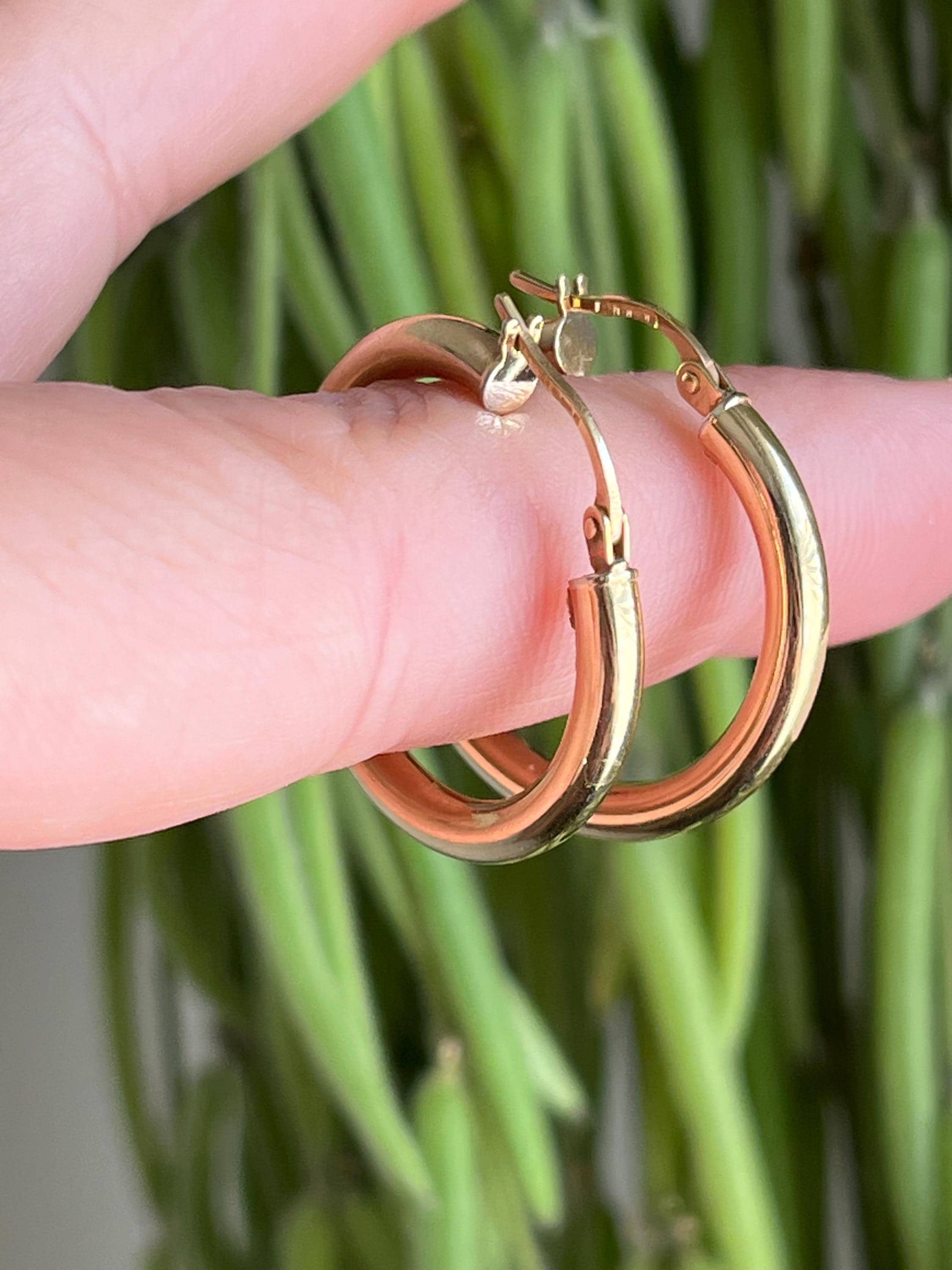 9ct Yellow Gold Motif Creole Earrings - Harper Kendall