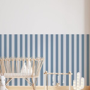 Wallpaper Stripes Blue- Half Wall - peel and stick Wallpaper - Blue Striped - Wall panels