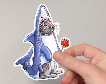 Bunny Rabbit in Shark Costume Halloween Sticker  4" Decal