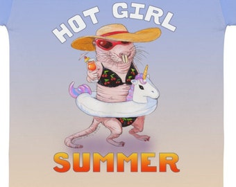 Hot Girl Summer Naked Mole Rat in Cherry Bikini All Over Print Tee