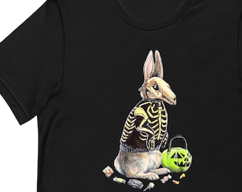 Bunny Rabbit in Skeleton Costume HalloweenUnisex t-shirt