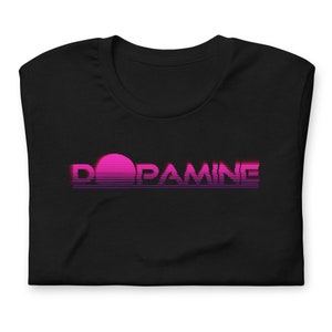 Dopamine Pink on Black Vaporwave VHS Glitch Unisex T-shirt