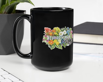 Neurodivergent Weeds and Wildflowers Botanical Watercolor Mug Coffee Tea Cup