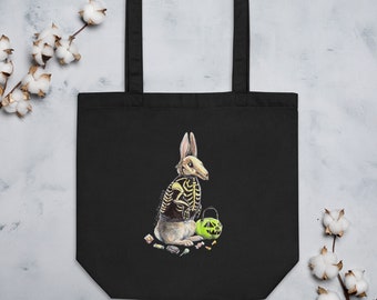 Skelly Bunny Rabbit Skeleton Halloween Eco Tote Candy Bag