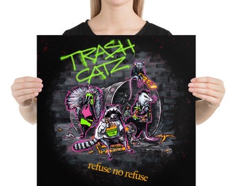 Trash Catz Punk Animals Album Photo Paper Poster Print