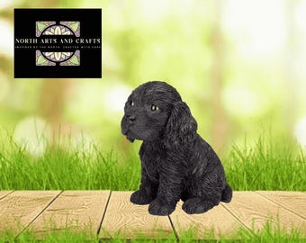 Midnight Elegance – Black Cocker Spaniel Puppy Resin Figurine For Home & Garden Decor