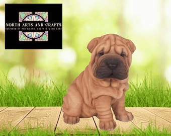 Wrinkled Wonder – Shar Pei Puppy Resin Figurine For Indoor/Outdoor Home & Garden Decor