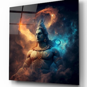 Divine Lord Shiva Spiritual Glass Wall Art,Sacred Home Decor, Hindu Tempered Glass Wall Art, Decor for Yoga Studios, Spiritual Wall Art